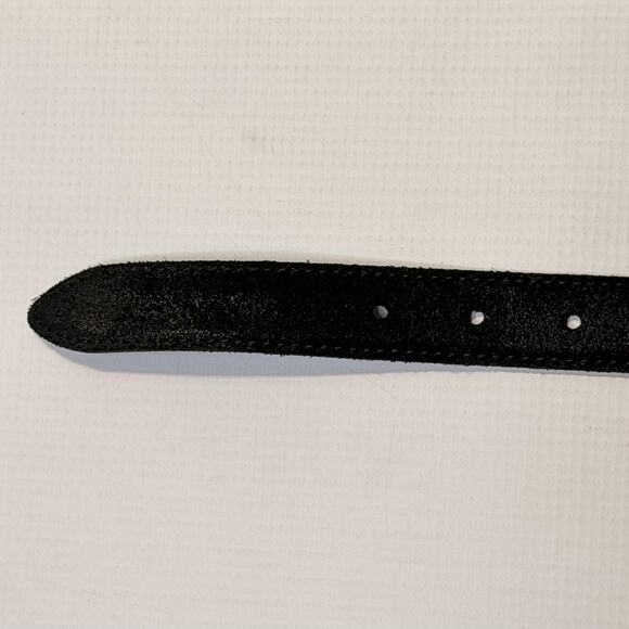 Dolce & Gabbana Belt Mens 38 Black Suede Made in Italy Silver Buckle BC3581 - Picture 7 of 12